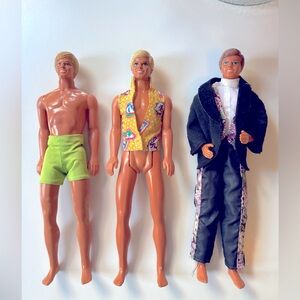 Vintage Ken Dolls Set with Outfits 1983-1988 Molded Hair Set of 3 80s Ken Dolls